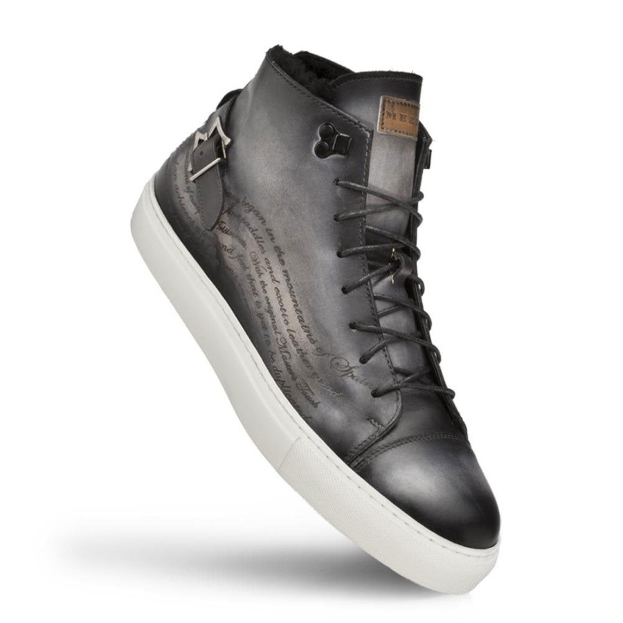 Mezlan Mezlan Etched High-Top Sneaker Grey | Sneakers