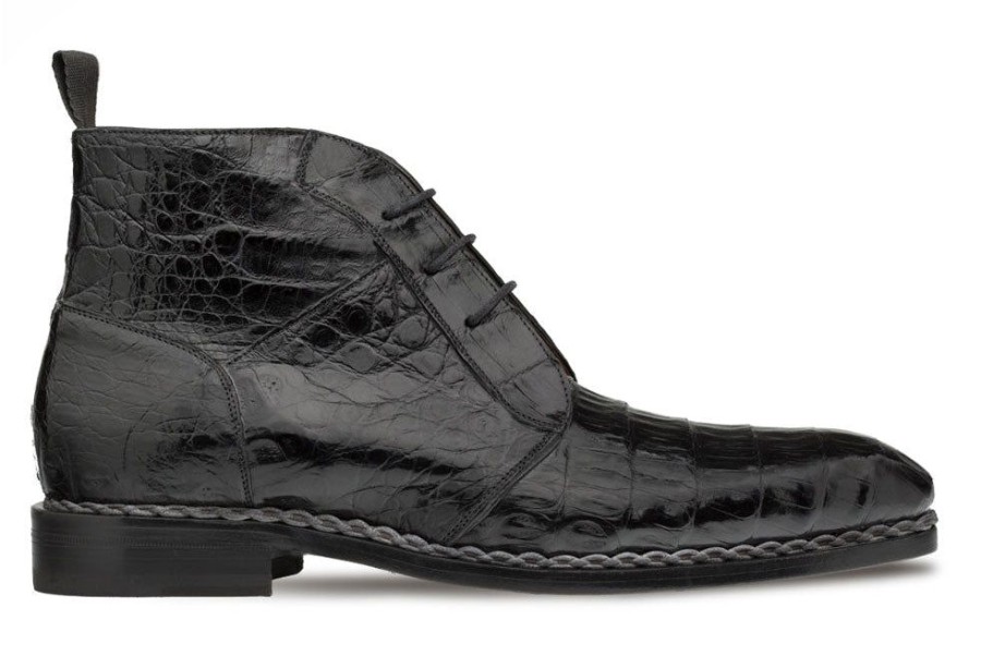 Mezlan Crocodile Contrast Welt Chukka Boot Black | Boots