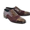 Corrente Corrente Calfskin & Suede Lace-Up Oxford Burgundy | Suede