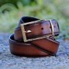 CARRUCCI Burnished Calfskin Belt Brown | Belts