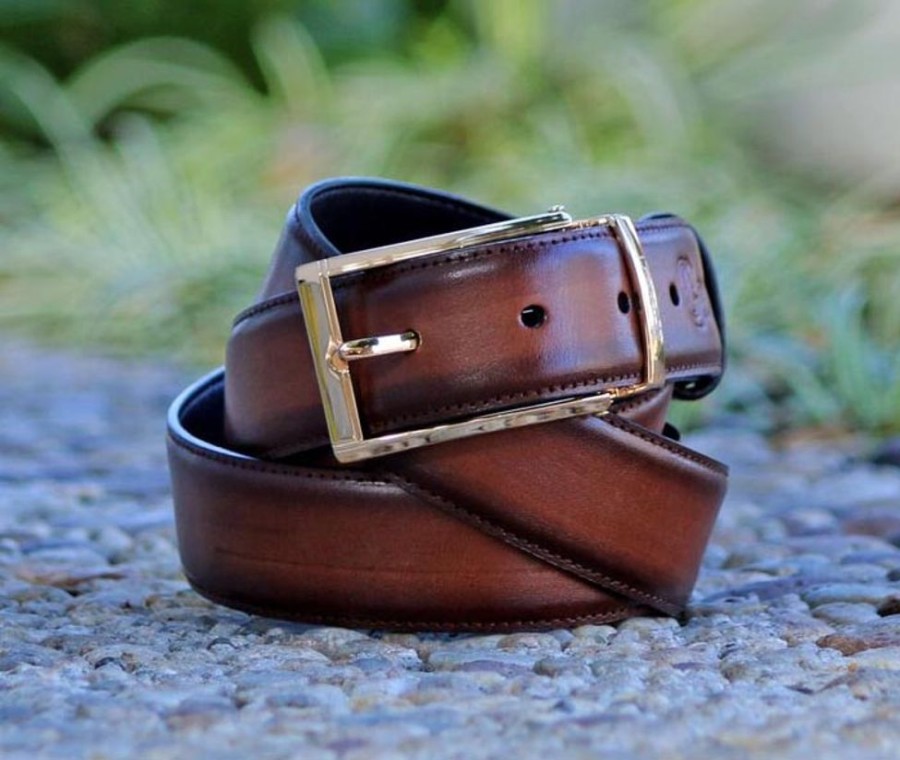 CARRUCCI Burnished Calfskin Belt Brown | Belts