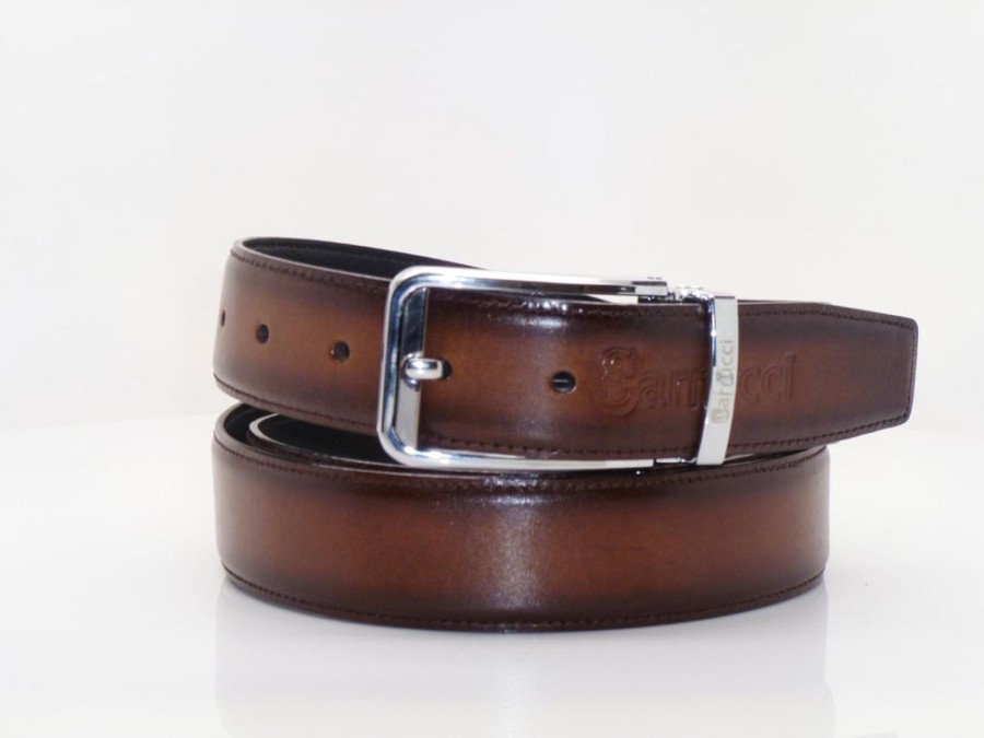 CARRUCCI Burnished Calfskin Belt Brown | Belts