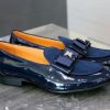 CARRUCCI Patent Leather & Suede Slip-On Loafer Blue | Suede