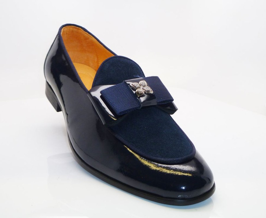 CARRUCCI Patent Leather & Suede Slip-On Loafer Blue | Suede