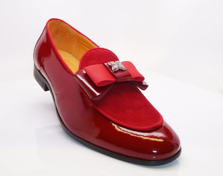 CARRUCCI Patent Leather & Suede Slip-On Loafer Red | Suede