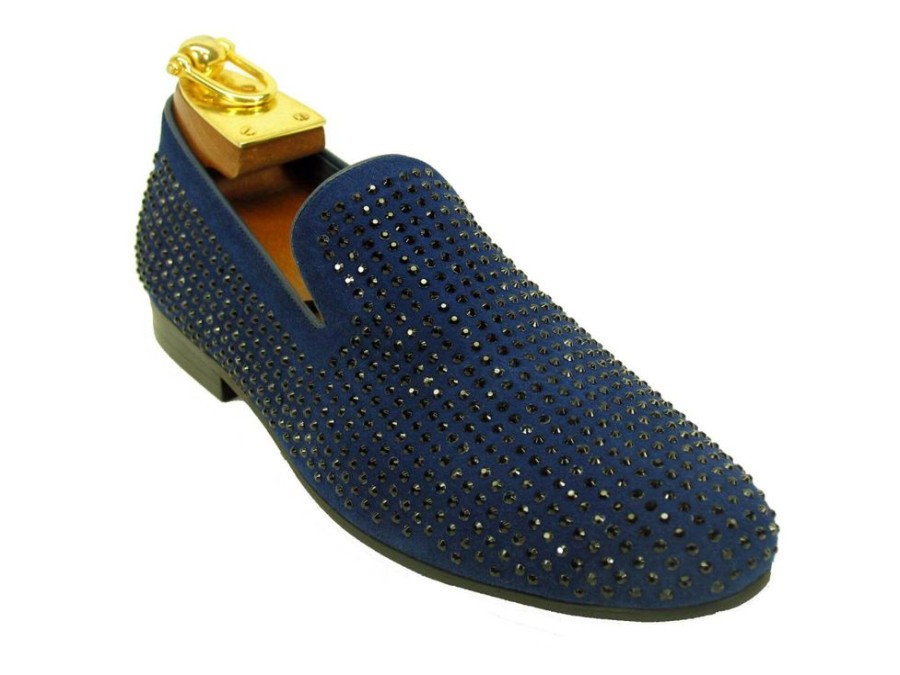 CARRUCCI Studded Suede Slip-On Loafer Blue | Suede