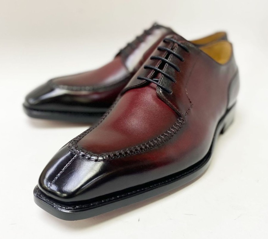 Ugo Vasare Norman Burnished Calfskin Lace-Up Split-Toe Oxford Burgundy | Lace-Ups