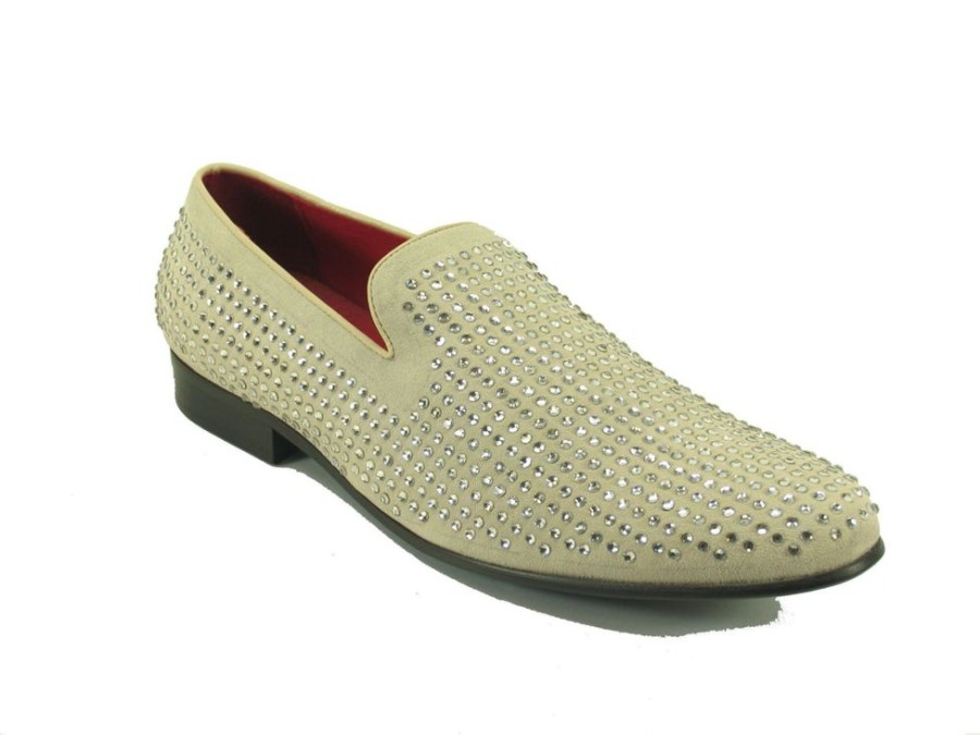 CARRUCCI Studded Suede Slip-On Loafer Bone | Suede