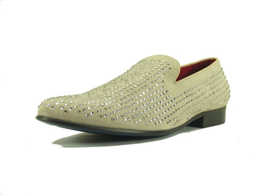 CARRUCCI Studded Suede Slip-On Loafer Bone | Suede