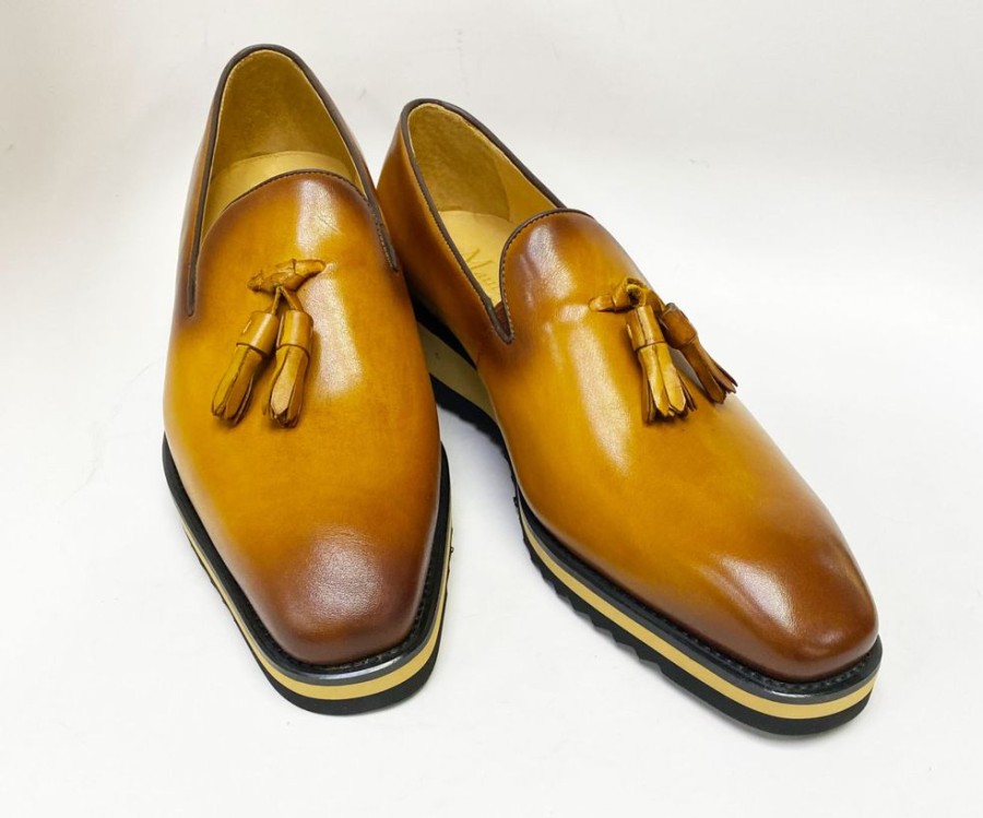 Carrucci by Maurice Calfskin Slip-On Tasseled Loafer Cognac | Loafers