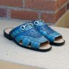 Maurice Maurice Embossed Calfskin Slip-On Sandal Sky/Blue | Sandals