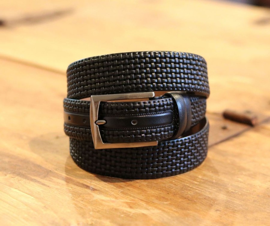 Maurice Woven Leather Belt Black | Belts