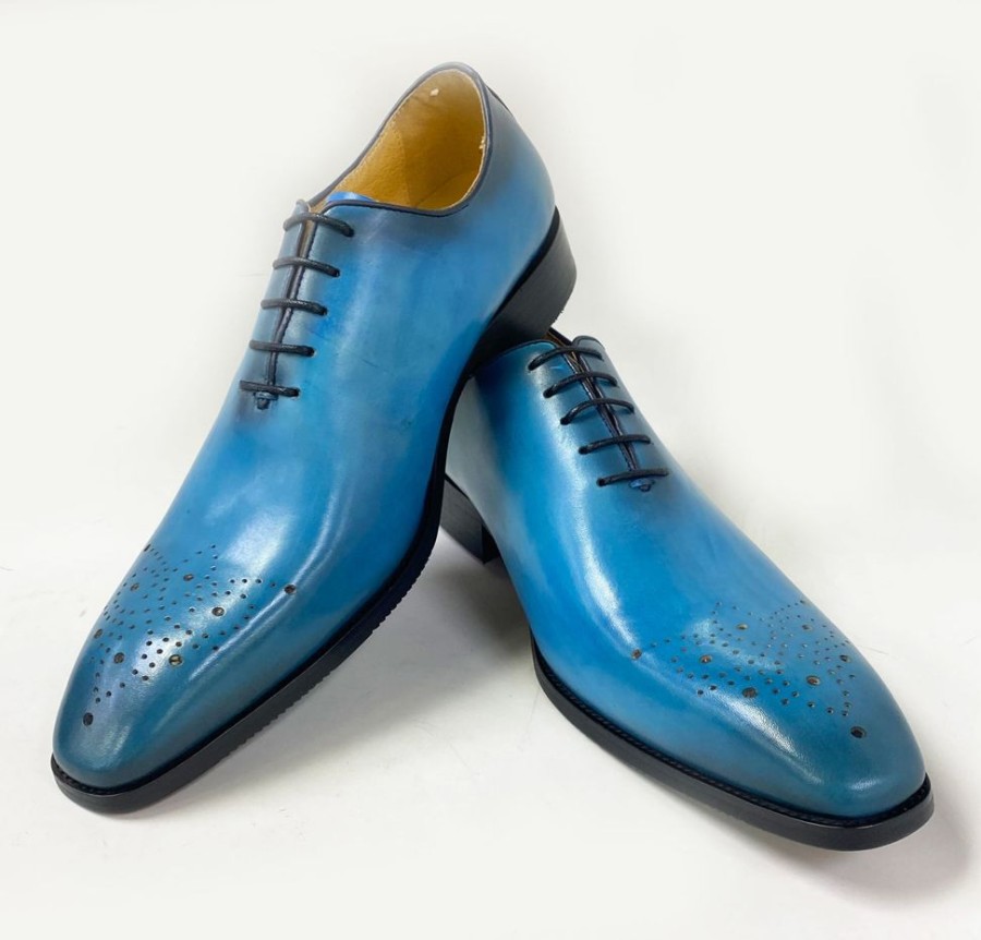 CARRUCCI Burnished Calfskin Lace-Up Oxford Ocean Blue | Lace-Ups