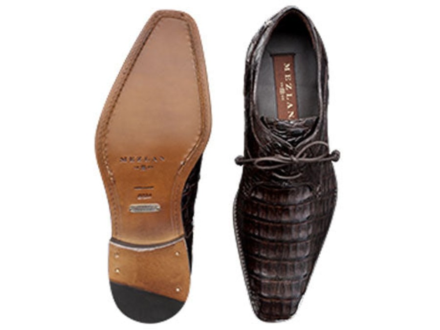 Mezlan Anderson Crocodile Oxford Brown | Exotics