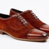 Corrente Corrente Suede & Calfskin Lace-Up Oxford Tan | Suede