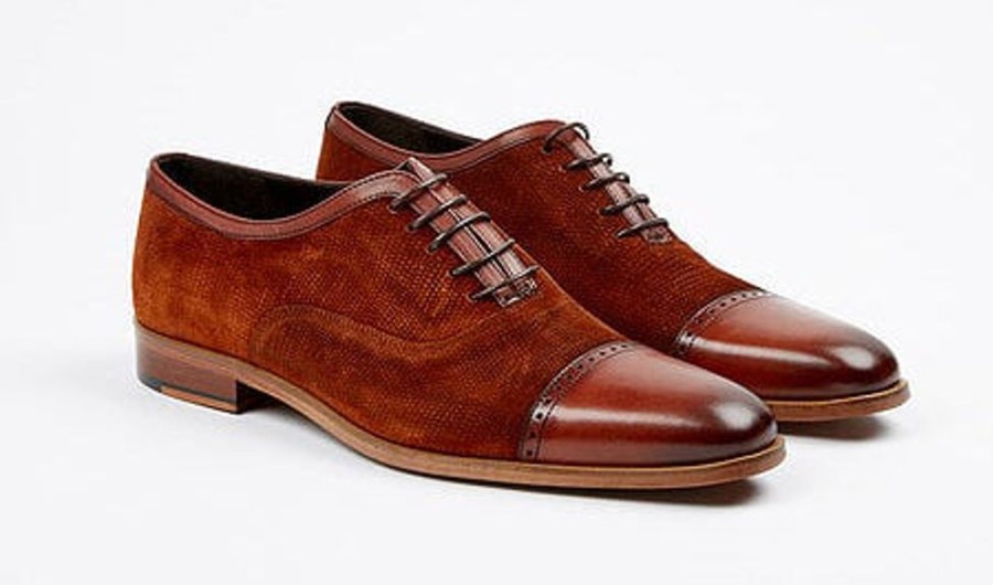 Corrente Corrente Suede & Calfskin Lace-Up Oxford Tan | Suede