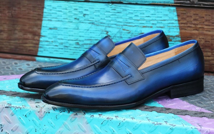 CARRUCCI Calfskin Slip-On Penny Loafer Navy | Loafers