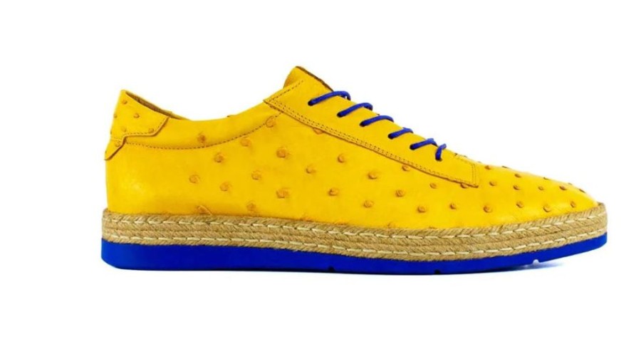 Pelle Pelle "Monaco" Ostrich Lace-Up Shoe Yellow | Exotics