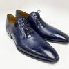 Mezlan Mezlan Deerskin & Calf Lace-Up Oxford Blue | Lace-Ups