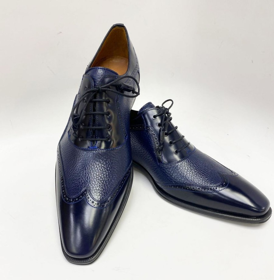 Mezlan Mezlan Deerskin & Calf Lace-Up Oxford Blue | Lace-Ups