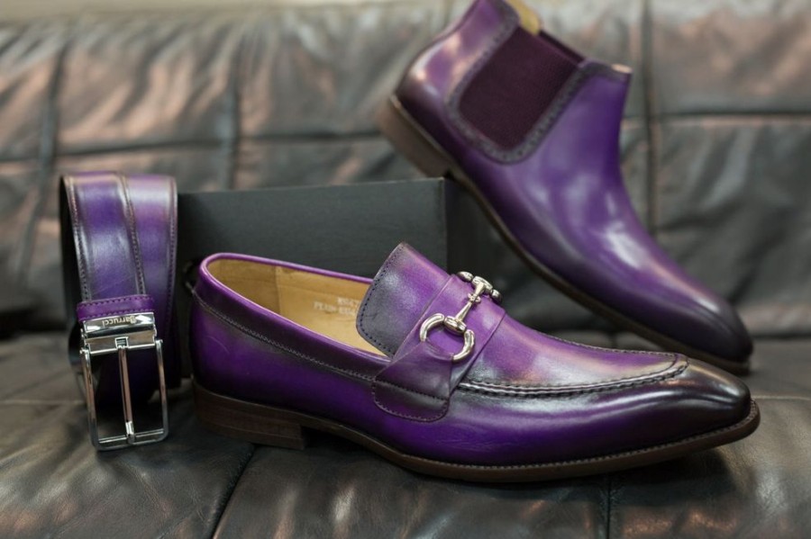 CARRUCCI Burnished Calfskin Belt Purple | Belts