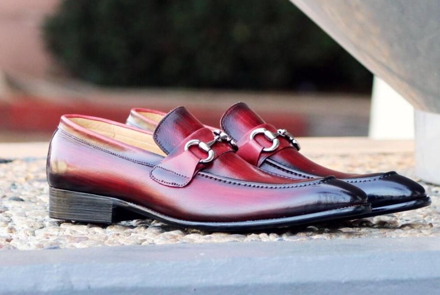 CARRUCCI Burnished Calfskin Slip-On Loafer Red | Loafers