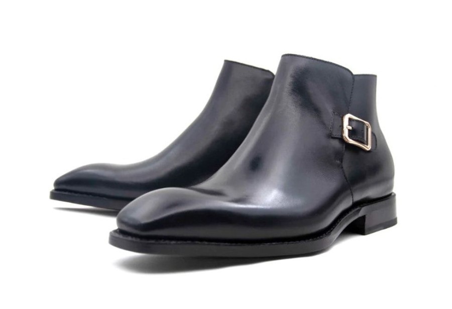 Ugo Vasare Americano Burnished Calfskin Slip-On Boot Black | Boots