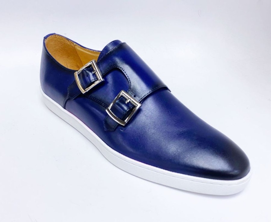 CARRUCCI BY MAURICE Calfskin Double Monkstrap Shoe Navy | Sneakers