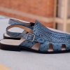 Maurice Maurice Embossed Calfskin Slip-On Back-Strap Sandal Blue | Sandals