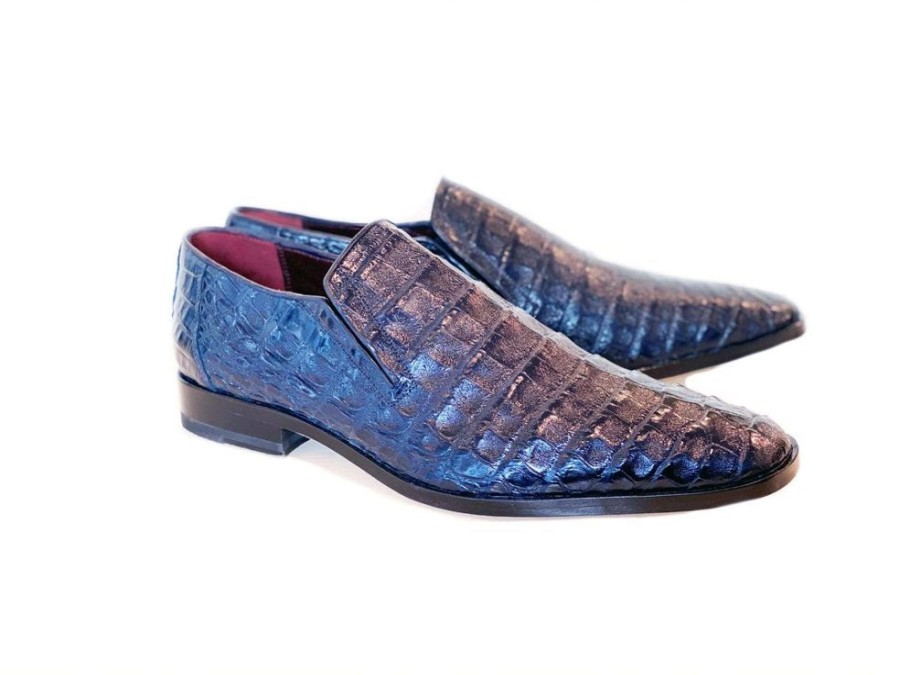 Pelle Exotics Pelle Exotics Crocodile Slip-On Loafer Blue | Exotics