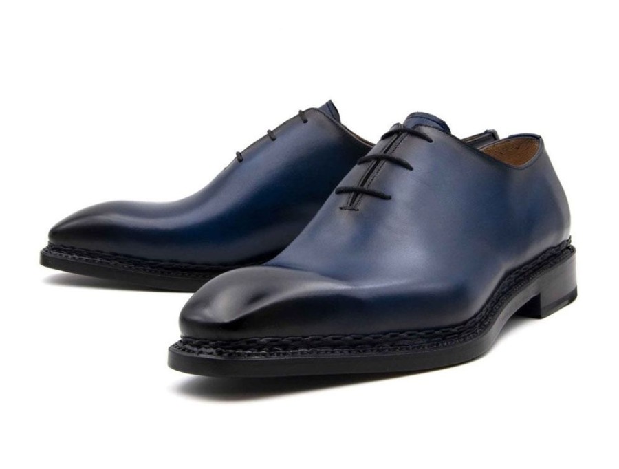 Ugo Vasare Jason Sr Burnished Calfskin Lace-Up Oxford Navy | Lace-Ups