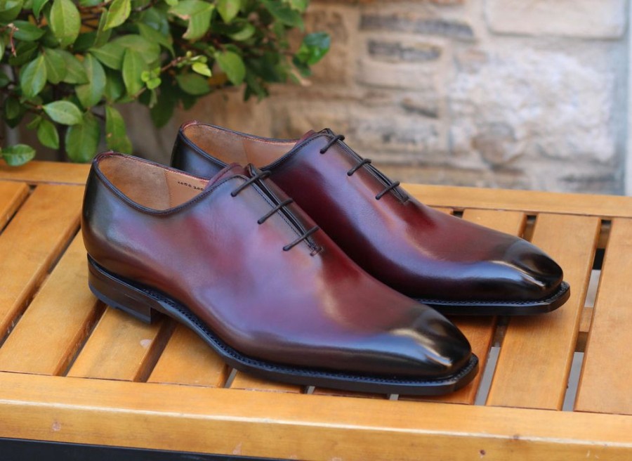 Ugo Vasare Jason Sr Burnished Calfskin Lace-Up Oxford Burgundy | Lace-Ups