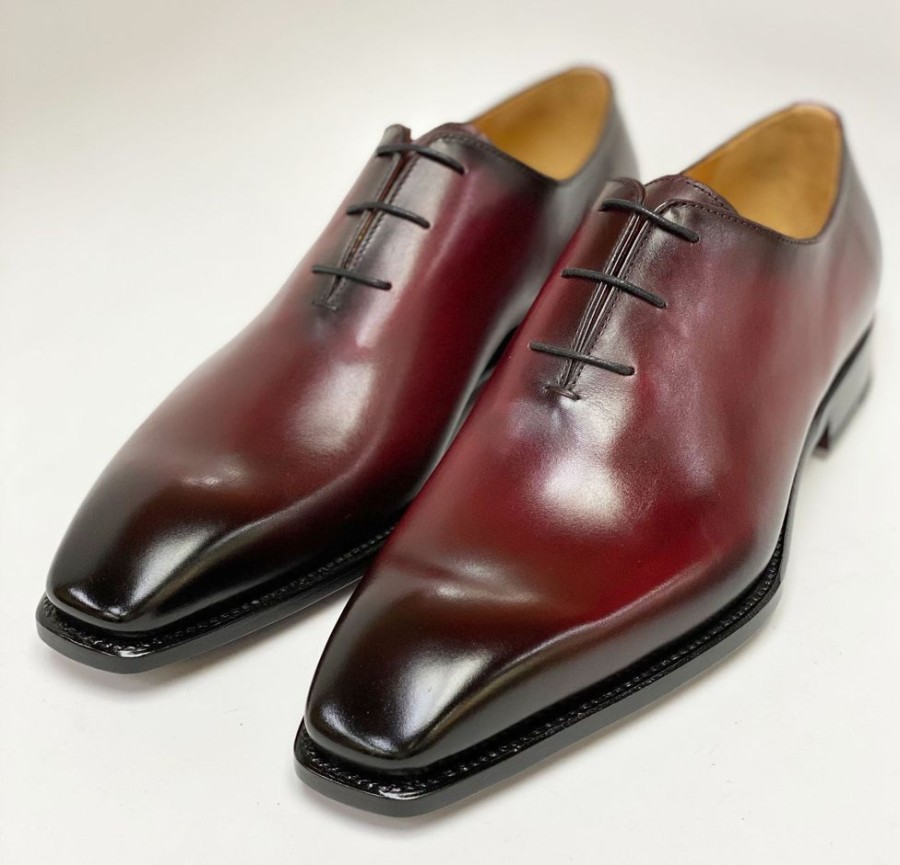 Ugo Vasare Jason Sr Burnished Calfskin Lace-Up Oxford Burgundy | Lace-Ups