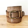 Maurice Crocodile Printed Leather Belt Taupe | Belts