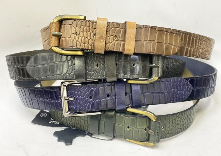 Maurice Crocodile Printed Leather Belt Taupe | Belts