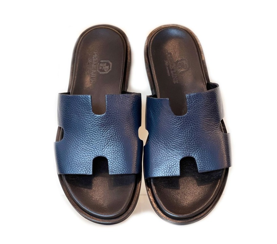 Pelle Pelle "Egea" Slip-On Calfskin Sandal Navy | Sandals