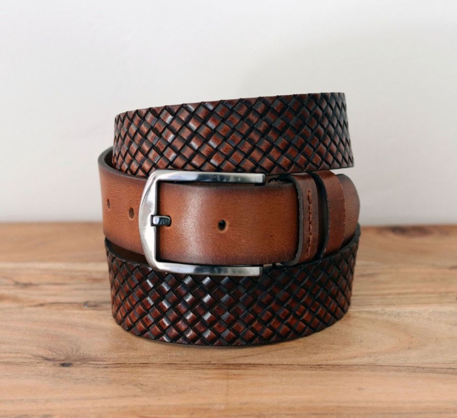 Maurice Woven Leather Belt Camel | Belts