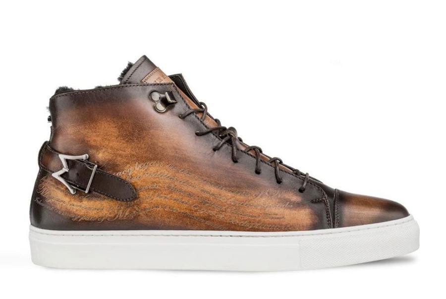 Mezlan Mezlan Etched High-Top Sneaker Cognac | Sneakers