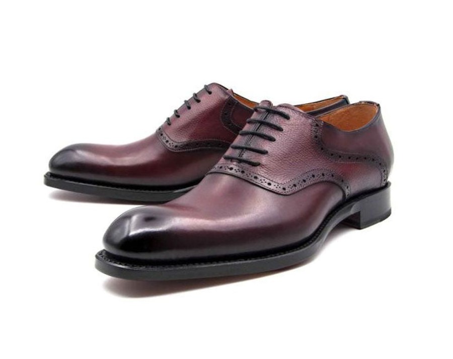 Ugo Vasare Hudson Burnished Calfskin Lace-Up Oxford Burgundy | Lace-Ups