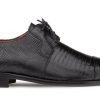 Mezlan Cap Toe Lizard Lace Up Derby Black | Exotics