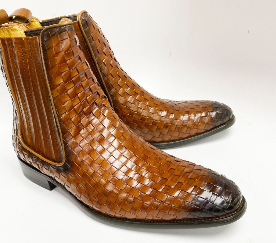 Carrucci by Maurice Woven Calfskin Slip-On Boot Cognac | Boots