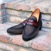 CARRUCCI Woven Canvas & Calfskin Slip-On Loafer Brown/Burgundy | Loafers