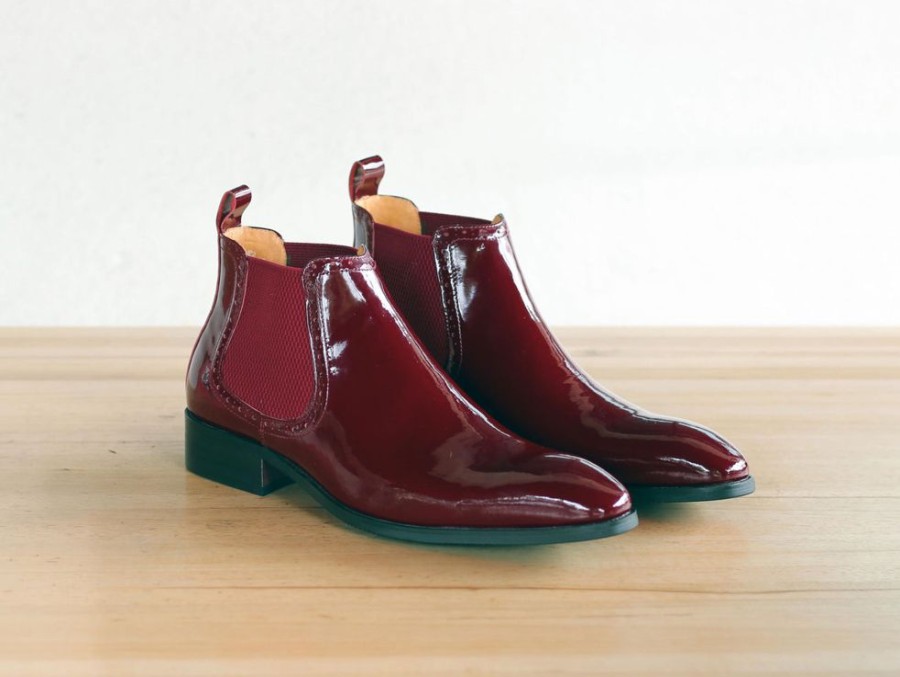 Carrucci by Maurice Shiny Calfskin Slip-On Boot Burgundy | Boots