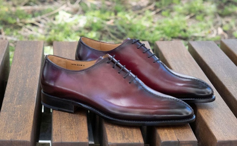 Ugo Vasare Derrick Burnished Calfskin Lace-Up Oxford Burgundy | Lace-Ups