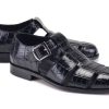 Pelle Exotics Pelle Crocodile Printed Calfskin Sandal Black | Sandals