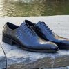 Carrucci by Maurice Crocodile Embossed Calfskin Lace-Up Oxford Black | Lace-Ups