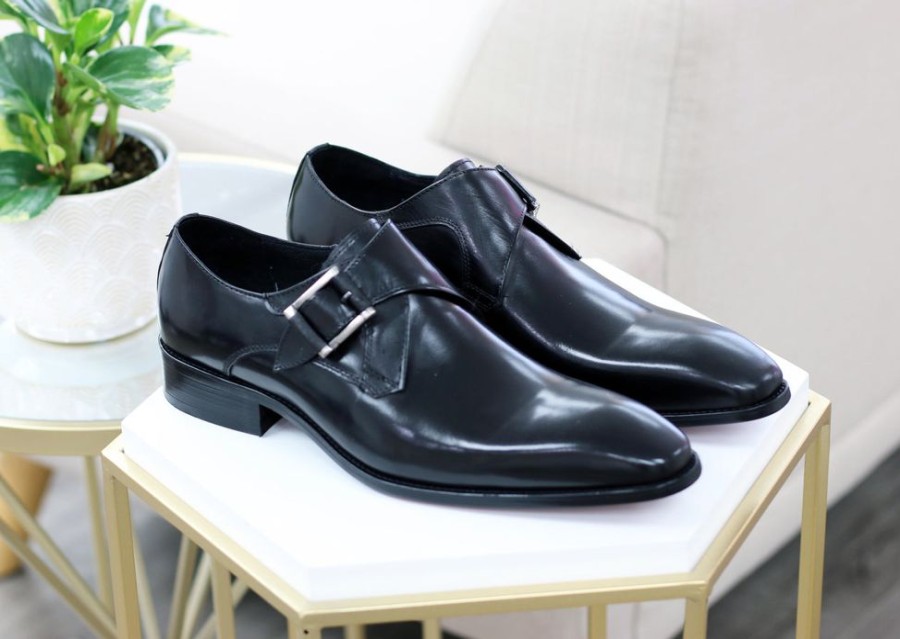 CARRUCCI Burnished Calfskin Monkstrap Black | Monkstraps