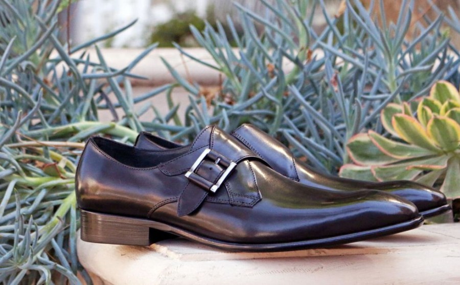 CARRUCCI Burnished Calfskin Monkstrap Black | Monkstraps