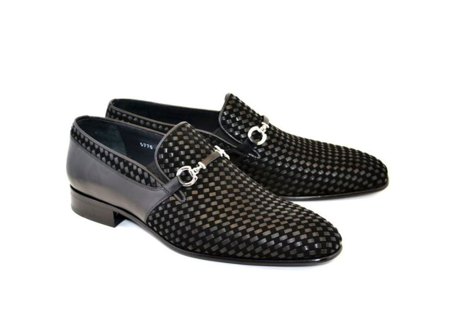 Corrente Corrente Woven Calfskin & Suede Slip-On Shoe Black | Suede