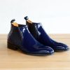 Carrucci by Maurice Shiny Calfskin Slip-On Boot Blue | Boots